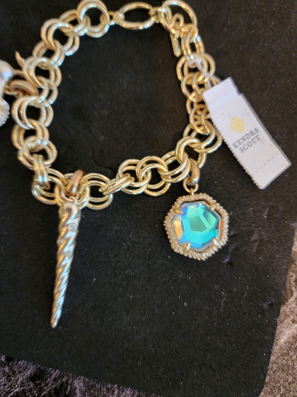 Kendra Scott Gold-Tone Unicorn Charm Bracelet with Aurora Crystal - Picture 6 of 8